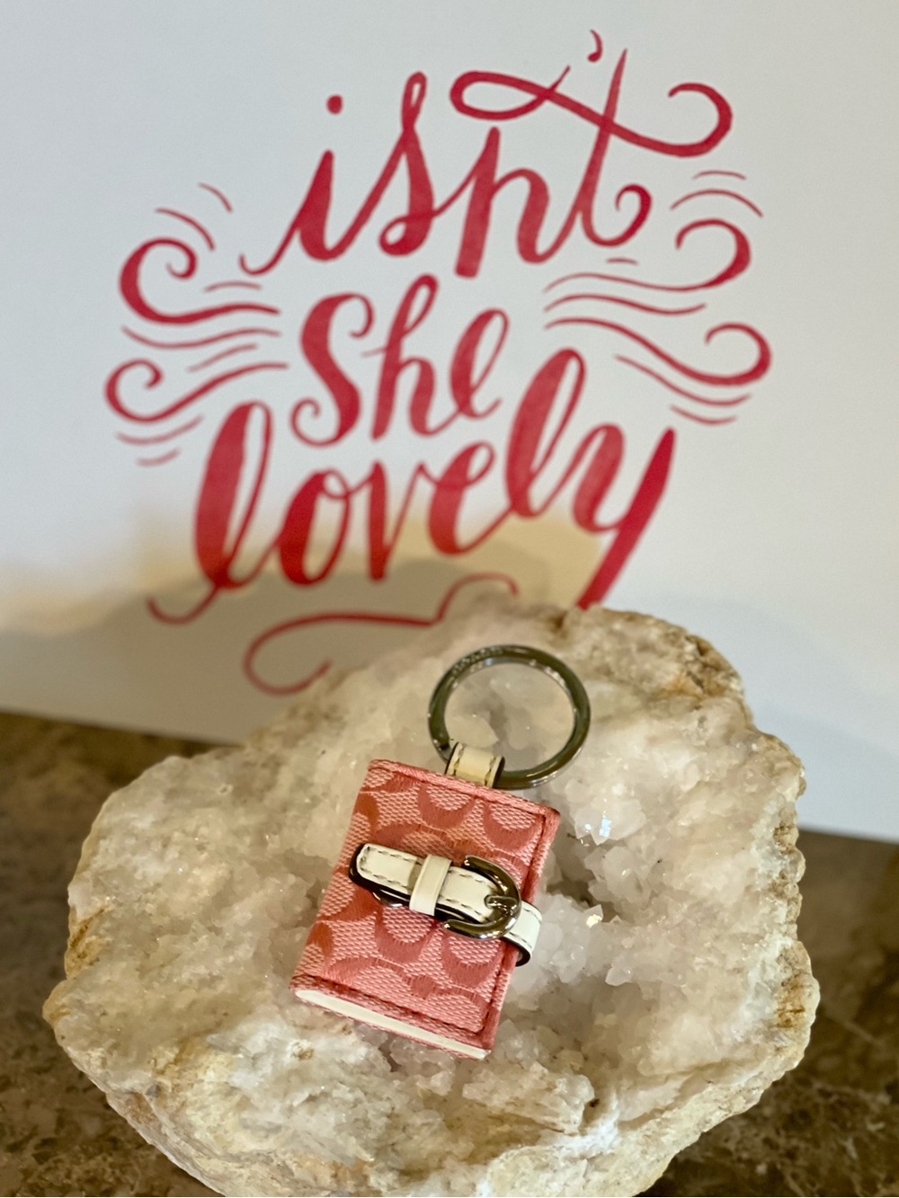 COACH Vintage Y2K Pink Signature Canvas Mini Picture Frame Keychain Bag Charm